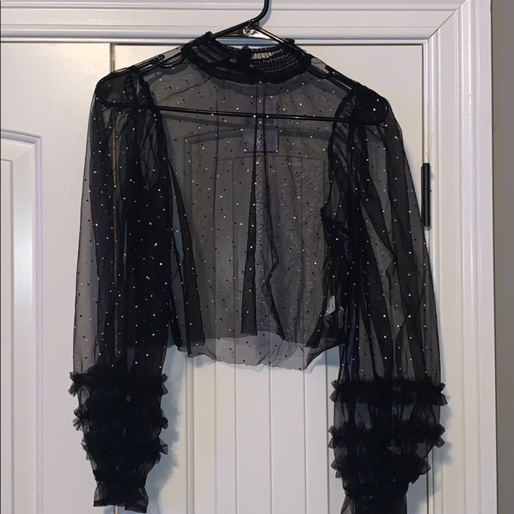 pretty see-through blouse with gems